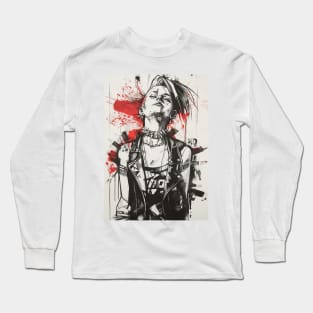 Black Ink Punk Woman Long Sleeve T-Shirt